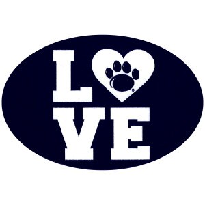 oval LOVE magnet with heart and paw print